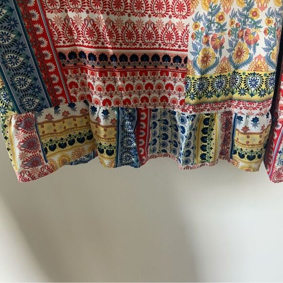 CATO Women’s High Neck Boho Cottage Parchwork Ruffle Sleeveless Top Size 18/20W - Picture 4 of 10